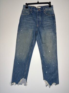 New We the Free Paint Splatter Destructed Jeans. Size 25